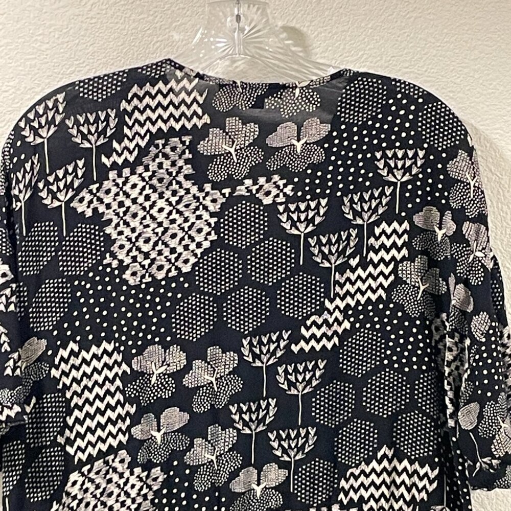 GUDRUN SJODEN "VIOLA" Button Front Short Sleeve Shirt Dress Black/White L - Picture 10 of 12